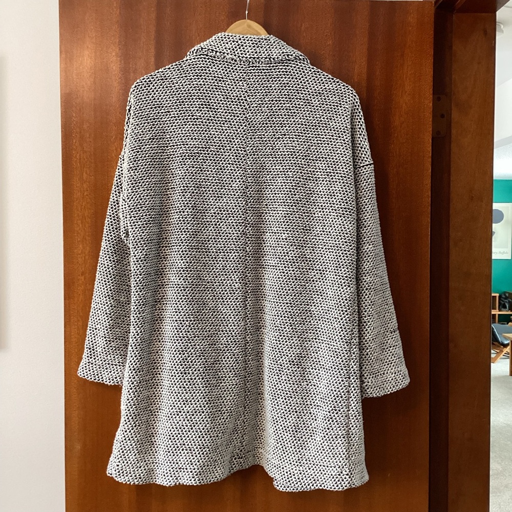 Marine Layer Birdseye Long Cardigan Jacket Sweater Beige Black XL - Picture 11 of 11